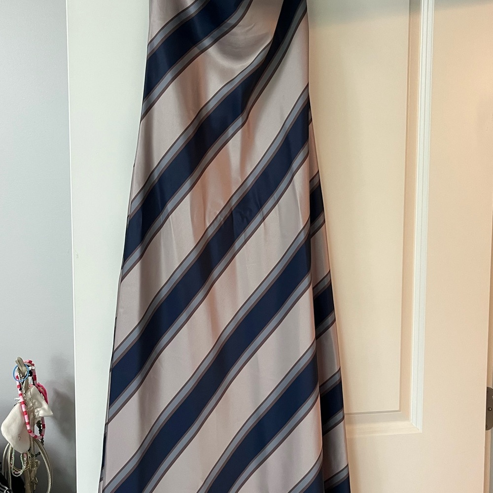 Deluc Navy and Beige Striped Maxi Dress